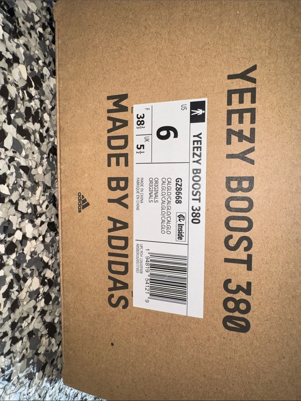 Yeezy BOOST 380 White/Grey Knit Sneaker with CalGlo Sole